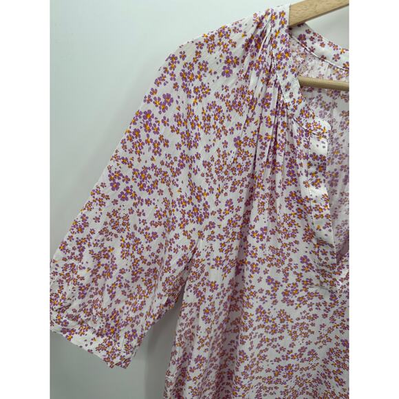 Melrose and Market Purple White Floral 3/4 Sleeve V-Neck Top Blouse Shirt Small - Picture 4 of 10